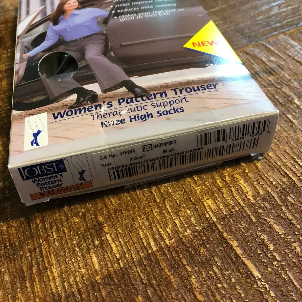 Jobst Women's Black Pattern Trouser Compression Socks XS Knee High 8-15 mmHg